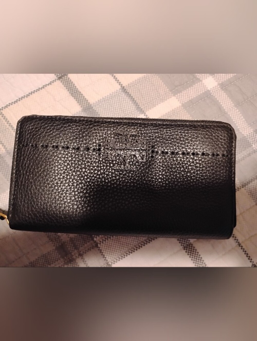 ✨🖤✨"Brand New"Tory Burch Black Continental Zip Wallet - Pebbled Leather
